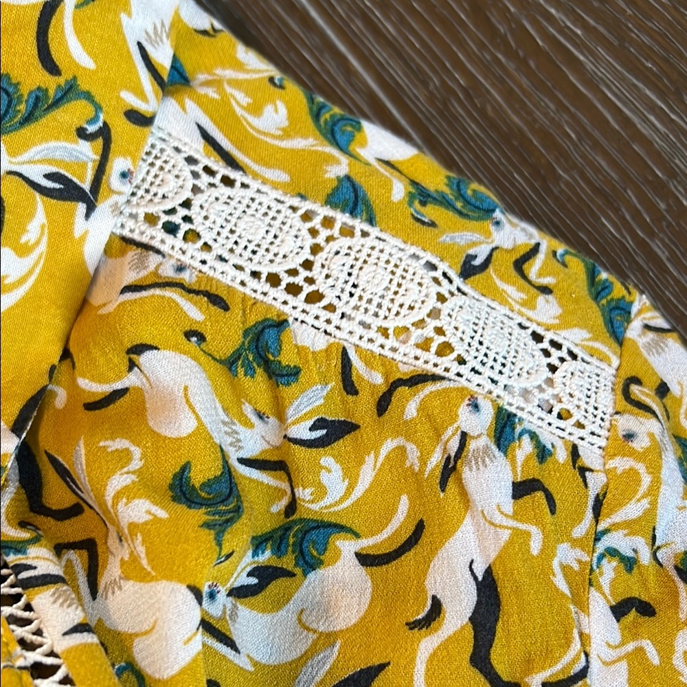 Maeve Yellow Ruffled Long Sleeve Rabbit Blouse - Picture 4 of 7